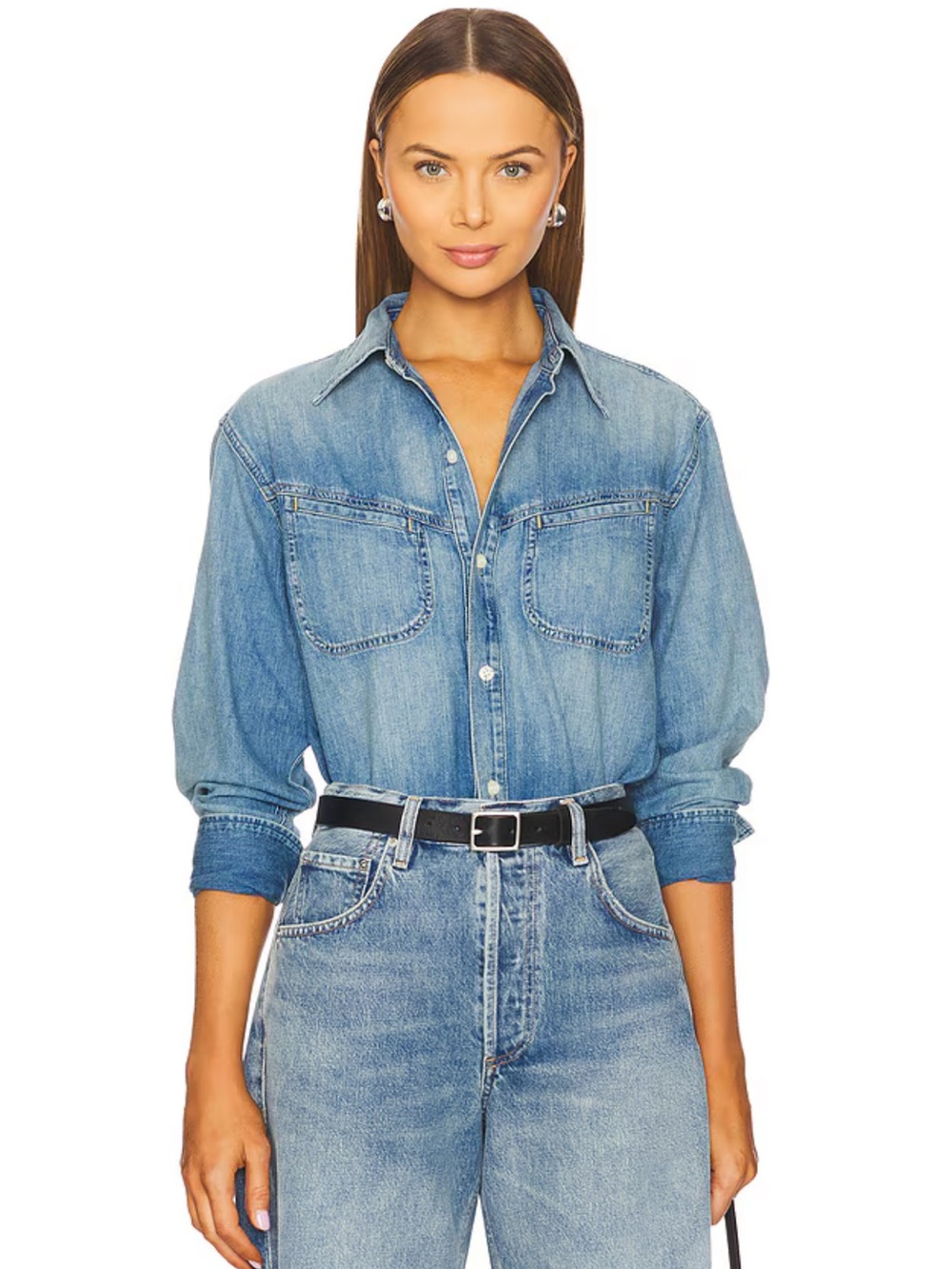 Citizens Of Humanity Solene Light Blue Denim Button-Down Shirt XS